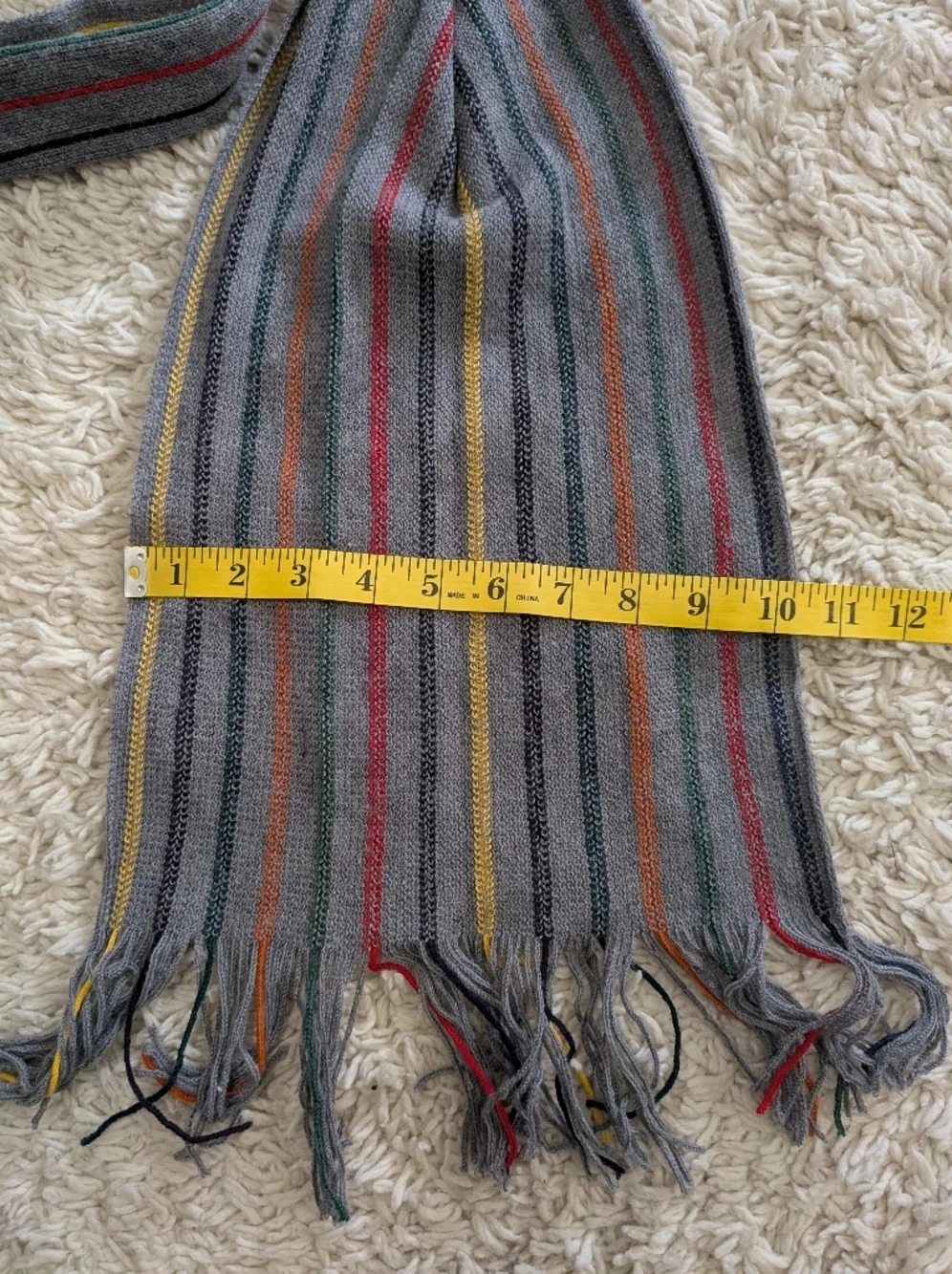 Barbarossa Italian Wool Colorful Striped  Fringe Knit Scarf